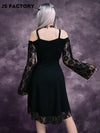 GothDark Cold Shoulder Grommet Lace Up Dress