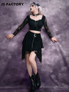 GothDark High Waist Moon Zipper Fly Lace Overlay Skirt