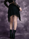 GothDark High Waist Moon Zipper Fly Lace Overlay Skirt