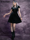 GothDark Lightweight Statement Collar Puff Sleeve Velvet Dress