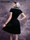 GothDark Lightweight Statement Collar Puff Sleeve Velvet Dress