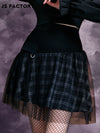 GothDark Tartan Print Sheer Mesh Skirt