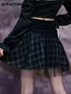 GothDark Tartan Print Sheer Mesh Skirt