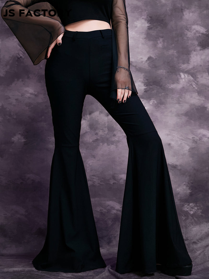 GothDark High Waist Flare Leg Pants