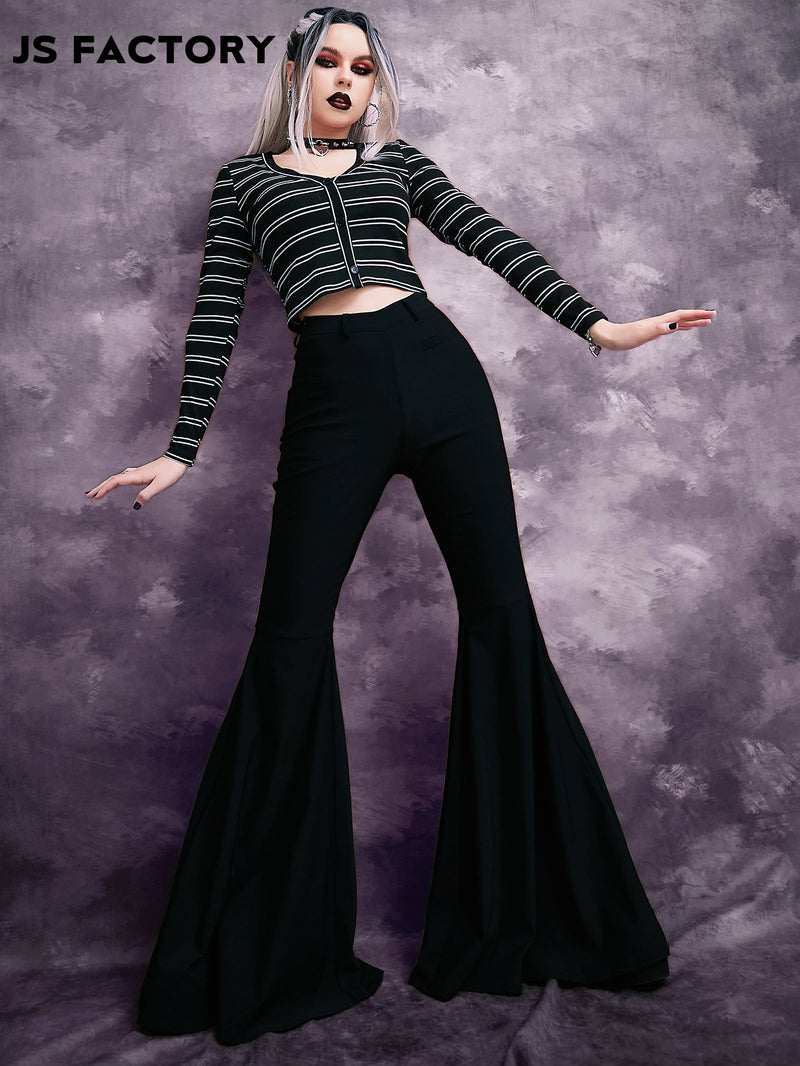 GothDark High Waist Flare Leg Pants