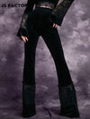 GothDark High Waist Mesh Insert Boot-Cut Leg Pants