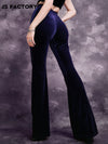 GothDark Solid Velvet Flare Leg Pants