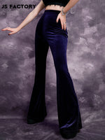 GothDark Solid Velvet Flare Leg Pants