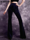 GothDark Solid Velvet Flare Leg Pants