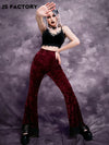 GothDark Lace Hem Velvet Flare Leg Pants